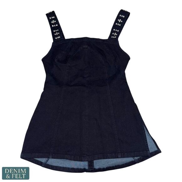 Free People Denim D/F Studded Backless Peplum Top XS Dark Rinse NWT/NEW!! - Picture 4 of 16